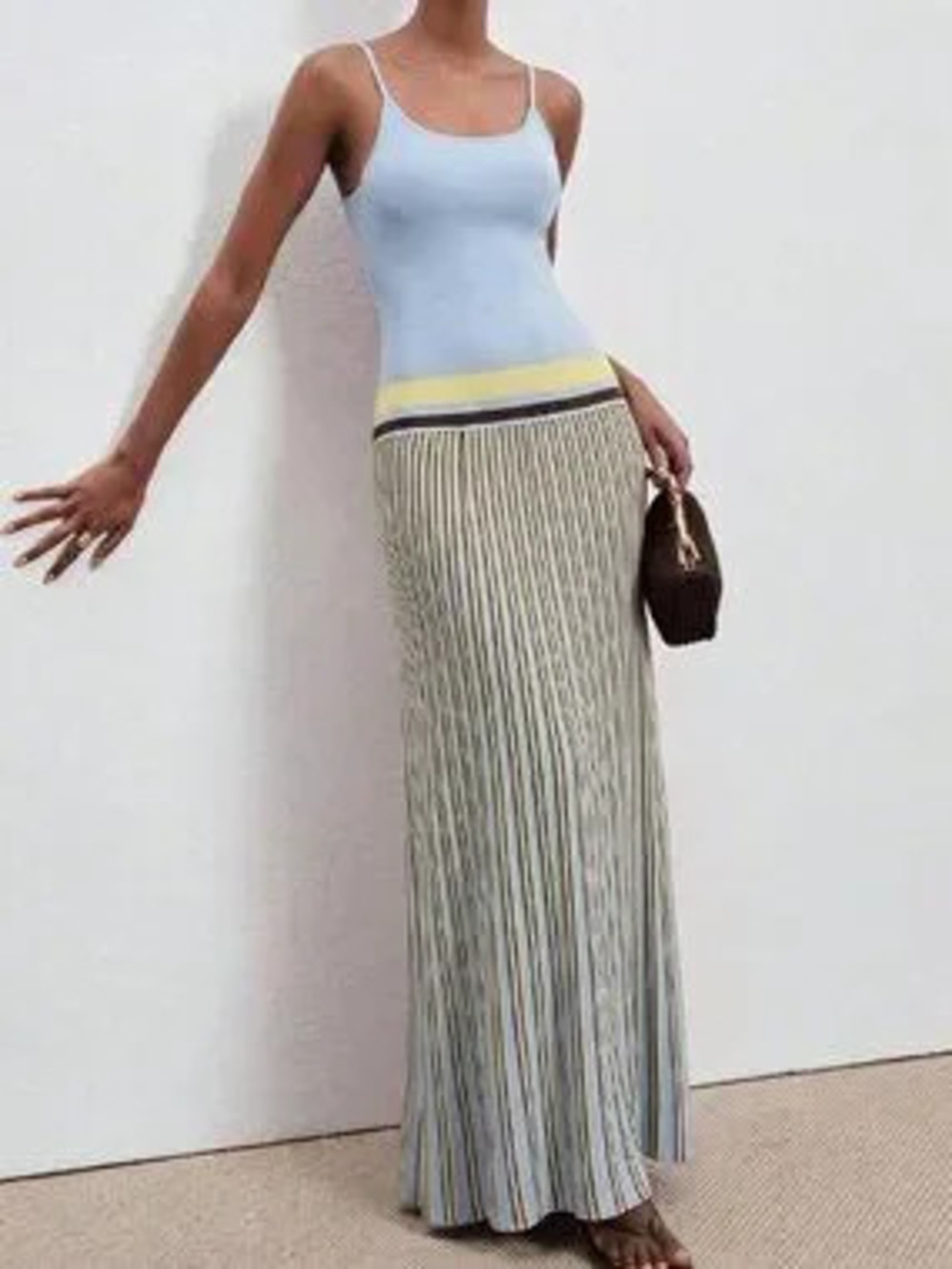 ZARA Blue Casual Women's Striped Camisole Knit Dress